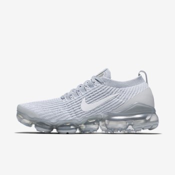 Nike Air VaporMax Flyknit 3 - Női Utcai Cipő - Fehér/Platina/Metal Titán/Fehér